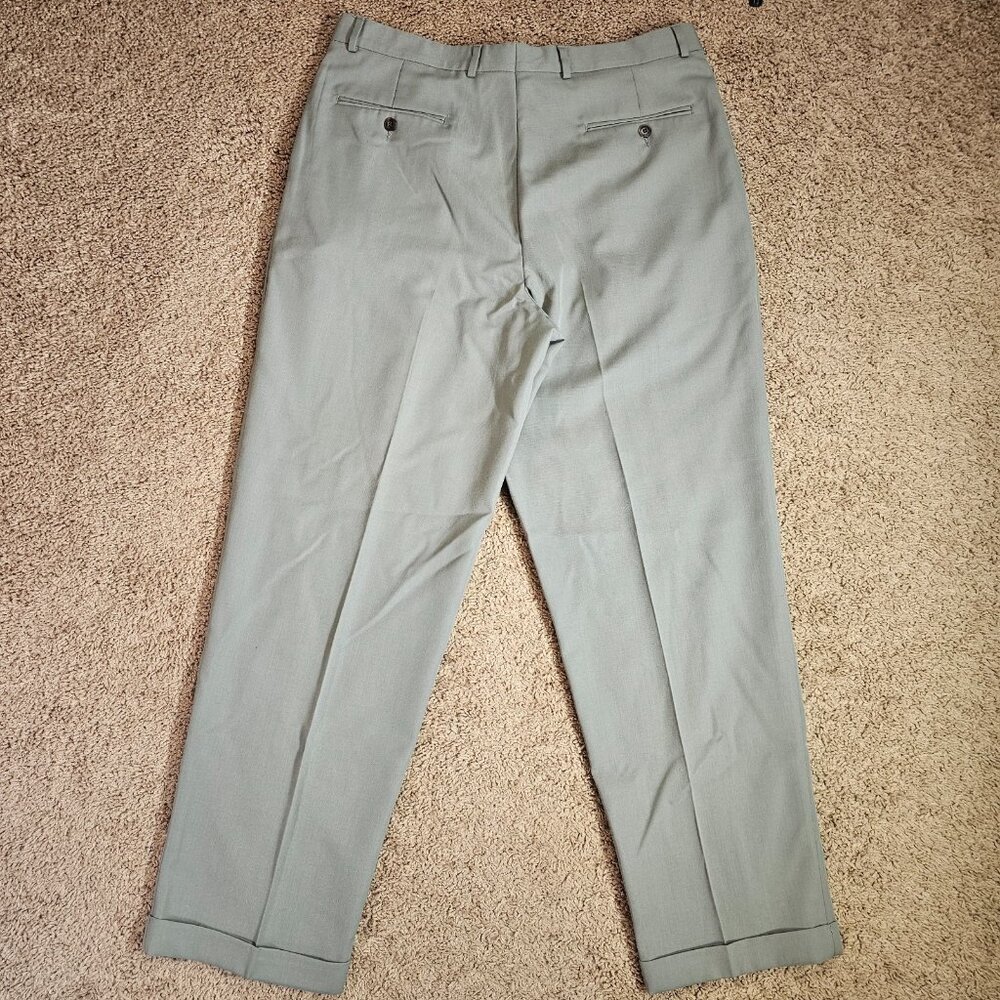 Dockers Dress Slacks Men Tag 36x32 Act 36x30 Gray Pleated Cuffed Vintage Pants - Picture 2 of 12